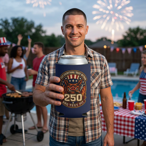 BBQ Test Pit 250 Years of Freedom can cooler mockup