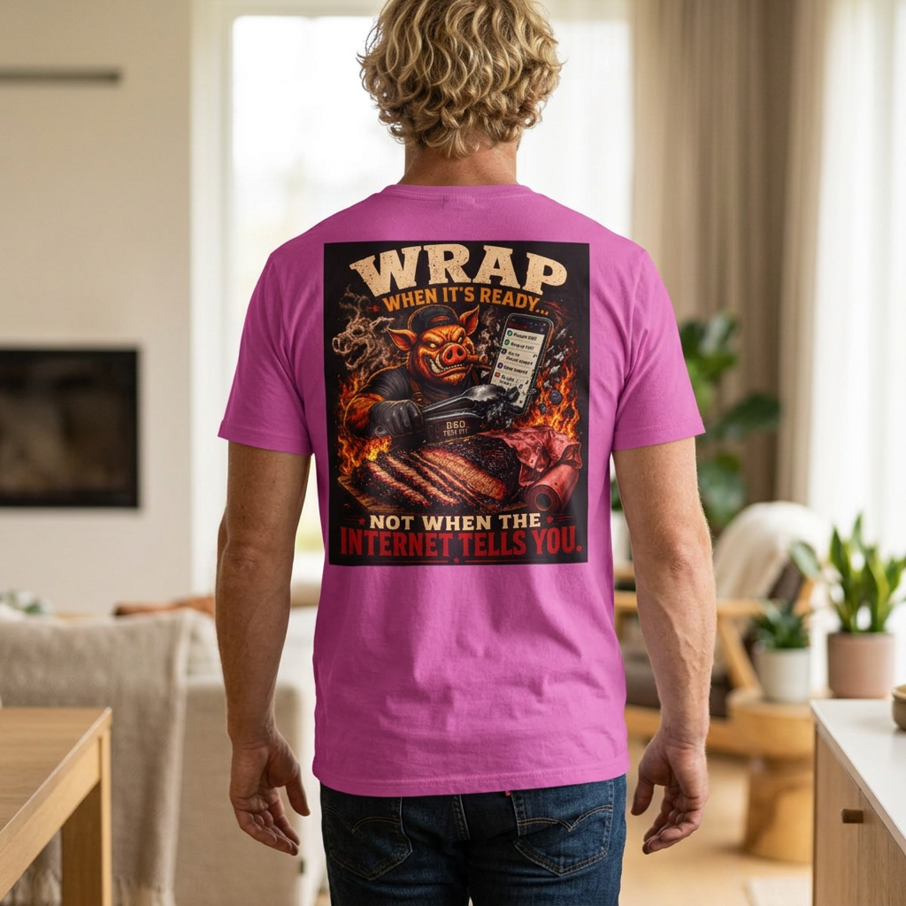 BBQ Test Pit Wrap When It's Ready tee mockup