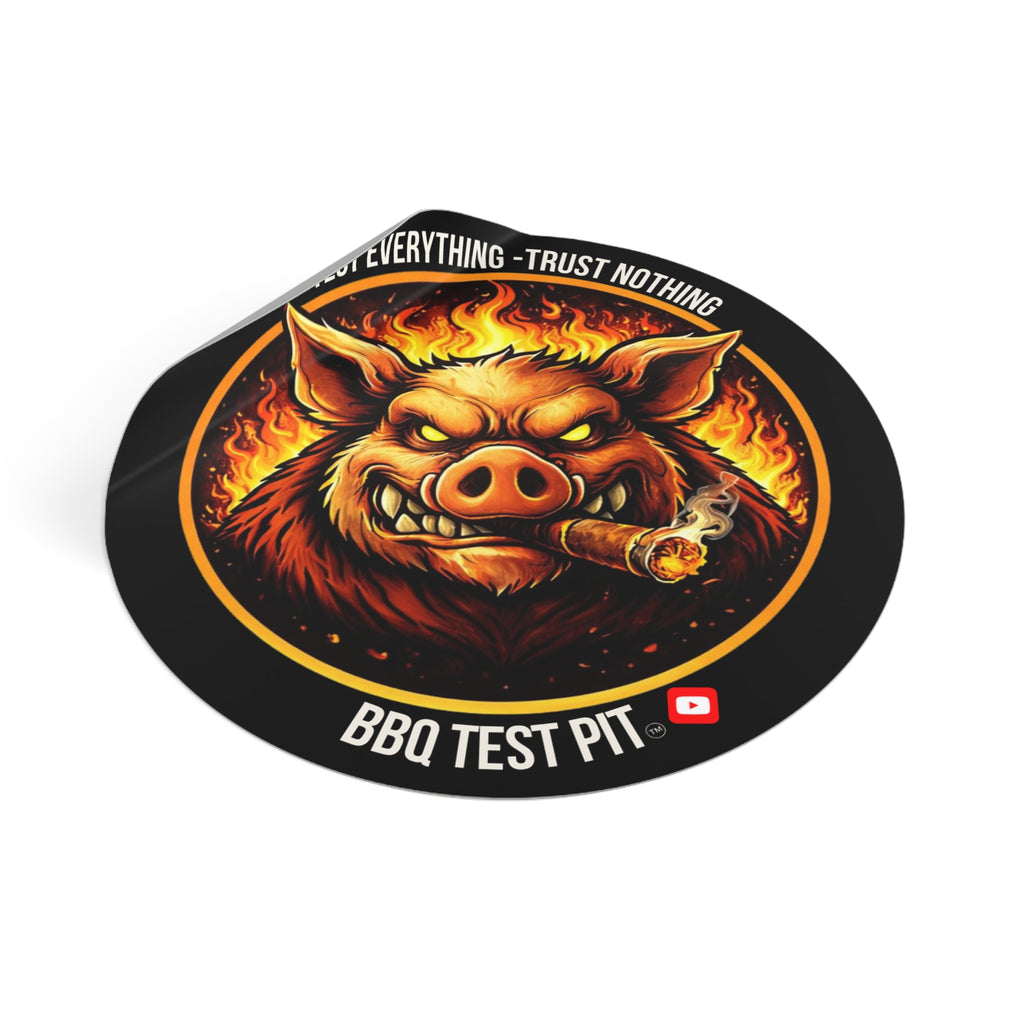 BBQ Test Pit logo sticker mockup