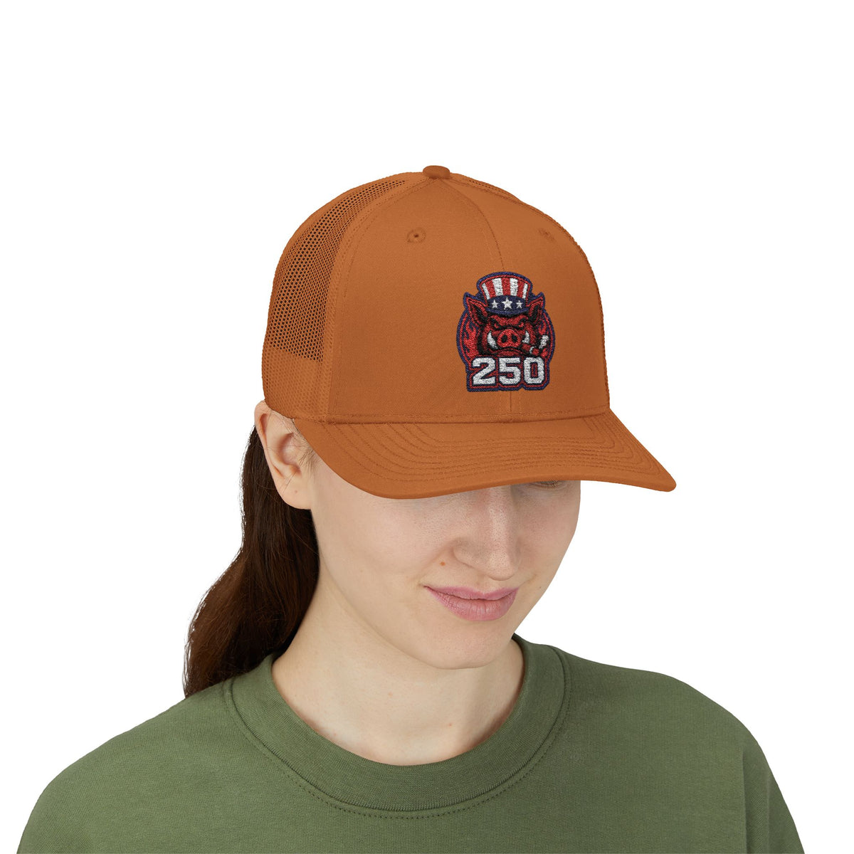 BBQ Test Pit 250 Years of Freedom trucker hat mockup
