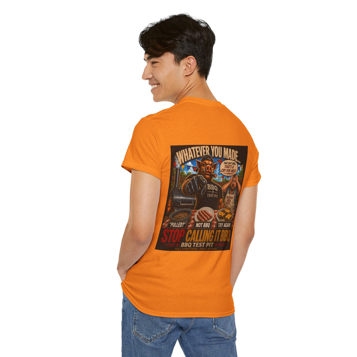 BBQ Test Pit Stop Calling It BBQ heavy tee mockup