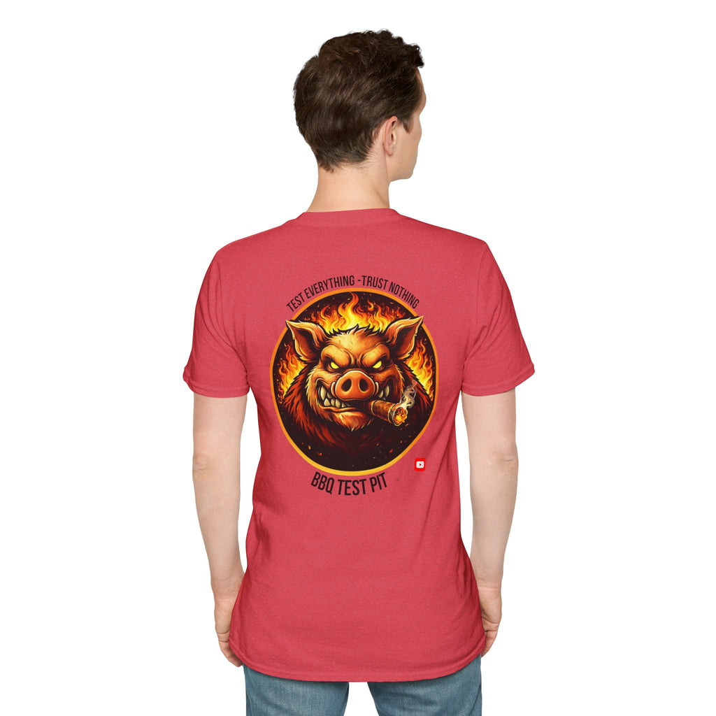 BBQ Test Pit logo soft tee mockup