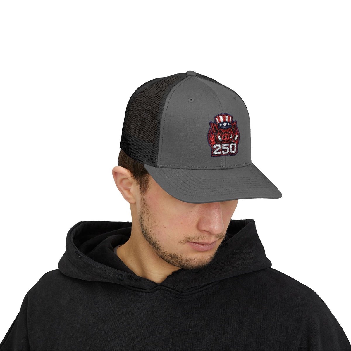 BBQ Test Pit 250 Years of Freedom trucker hat mockup