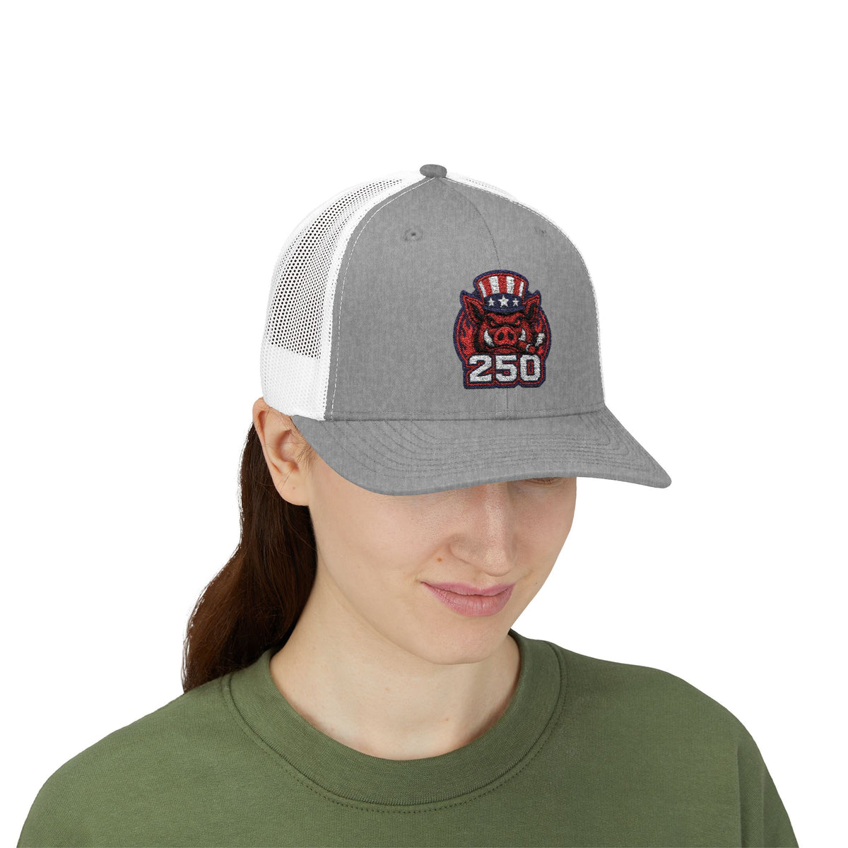 BBQ Test Pit 250 Years of Freedom trucker hat mockup