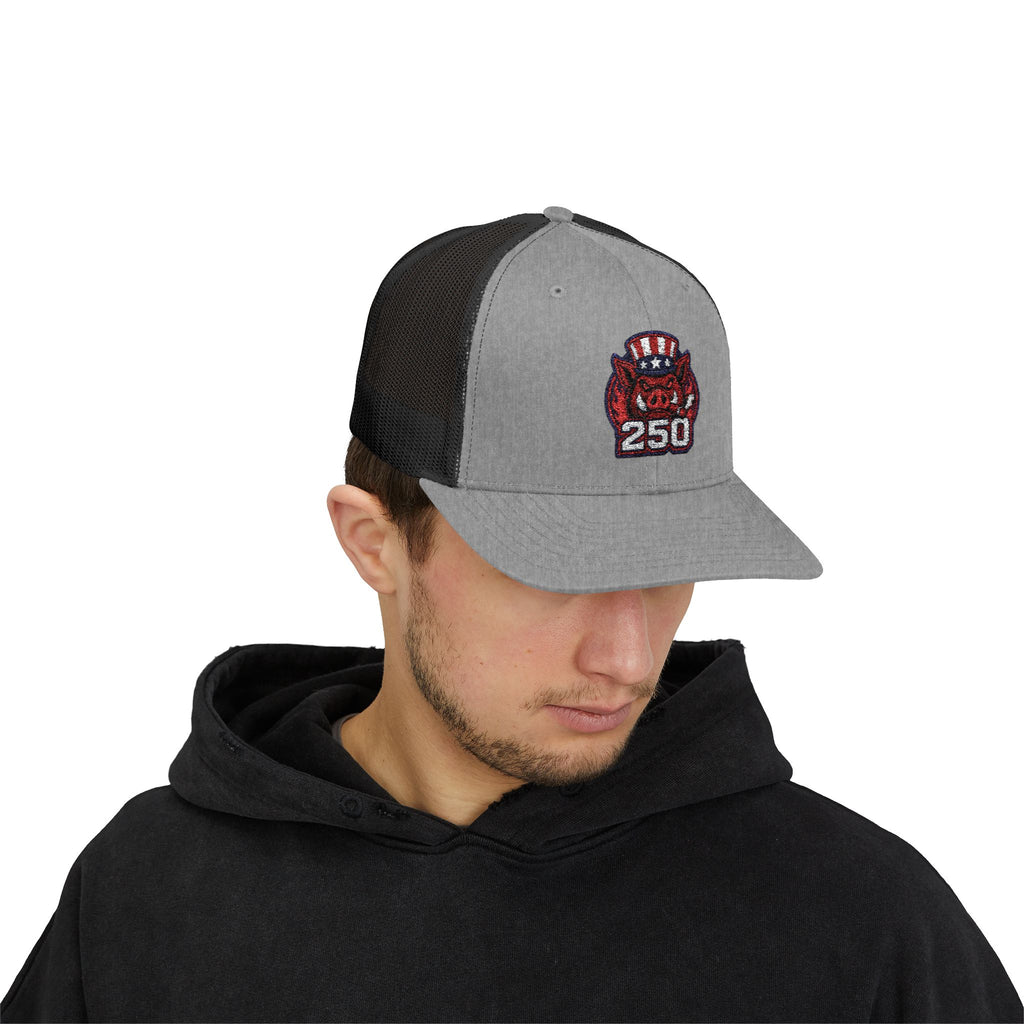 BBQ Test Pit 250 Years of Freedom trucker hat mockup