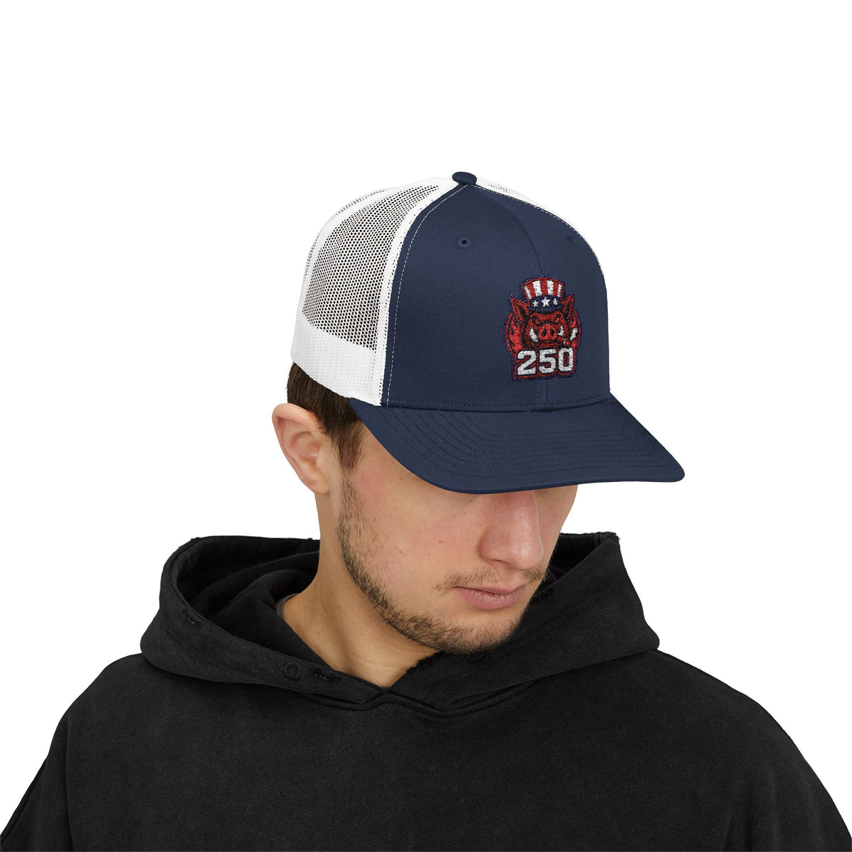 BBQ Test Pit 250 Years of Freedom trucker hat mockup