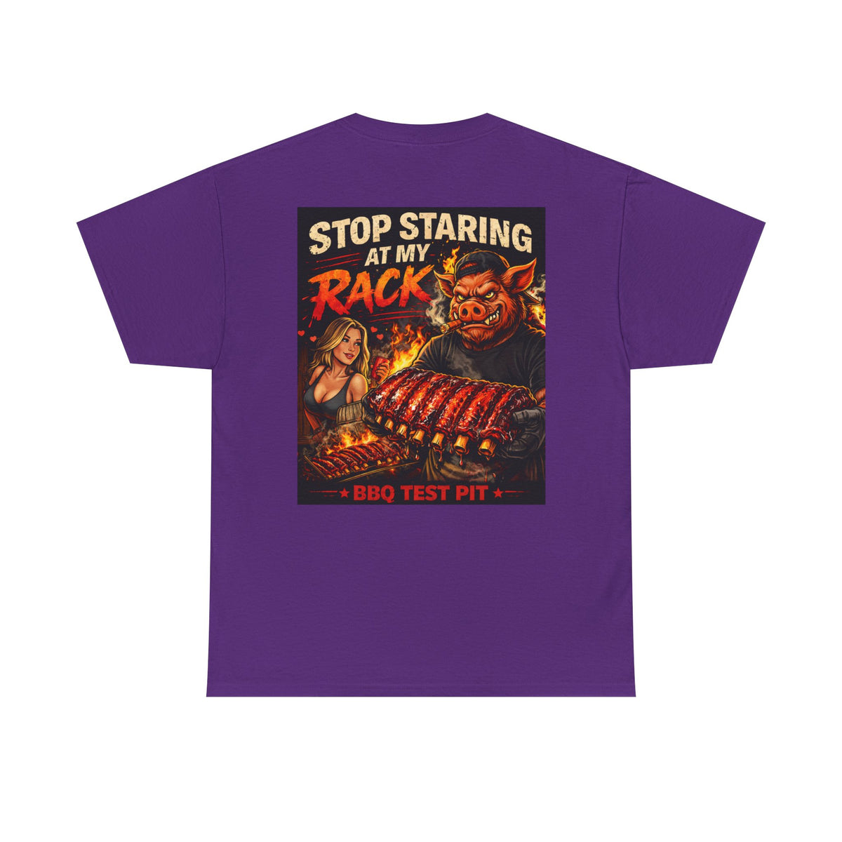 BBQ Test Pit Stop Staring At My Rack tee mockup