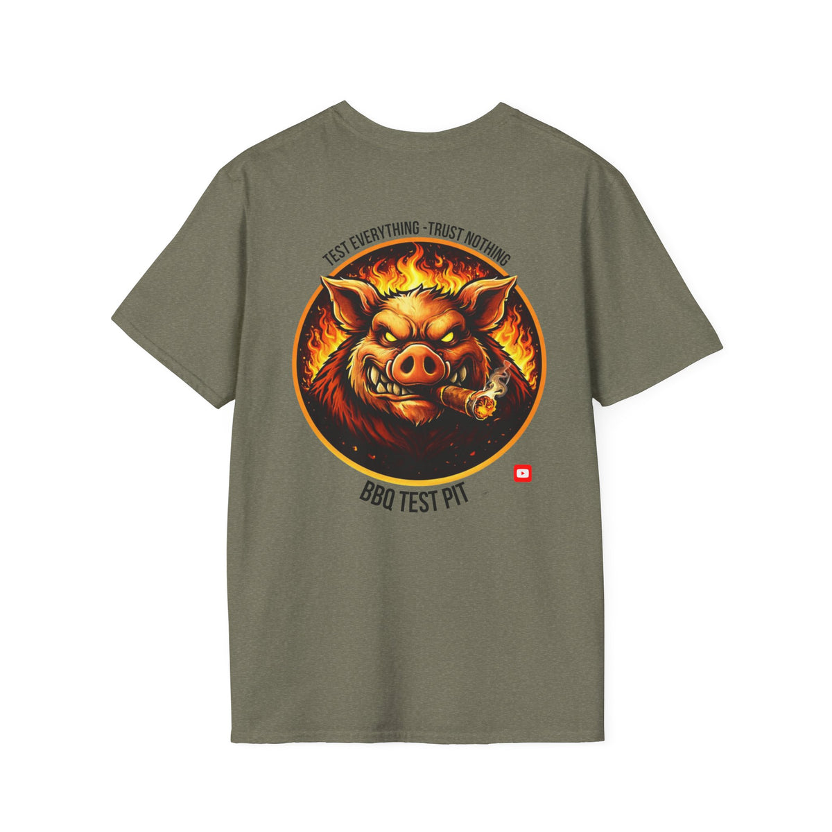 BBQ Test Pit logo soft tee mockup