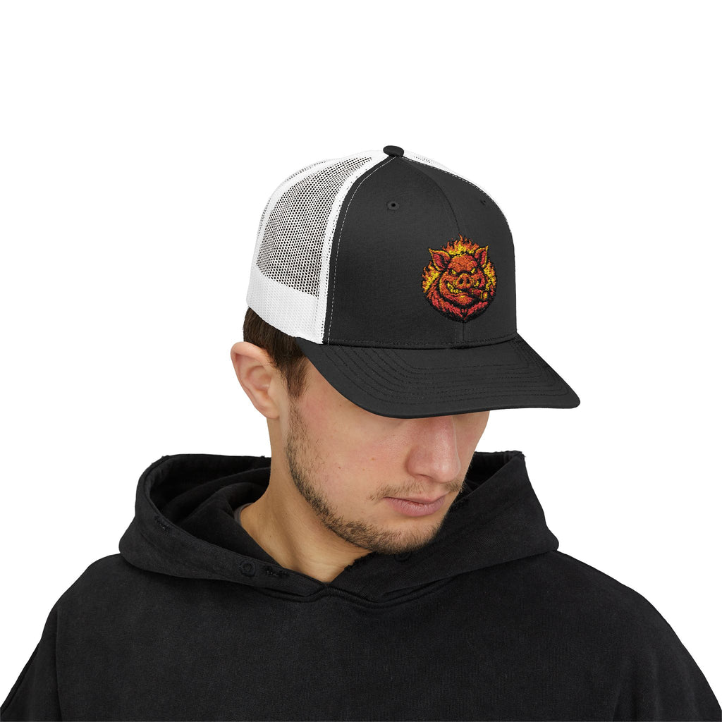 BBQ Test Pit trucker hat mockup