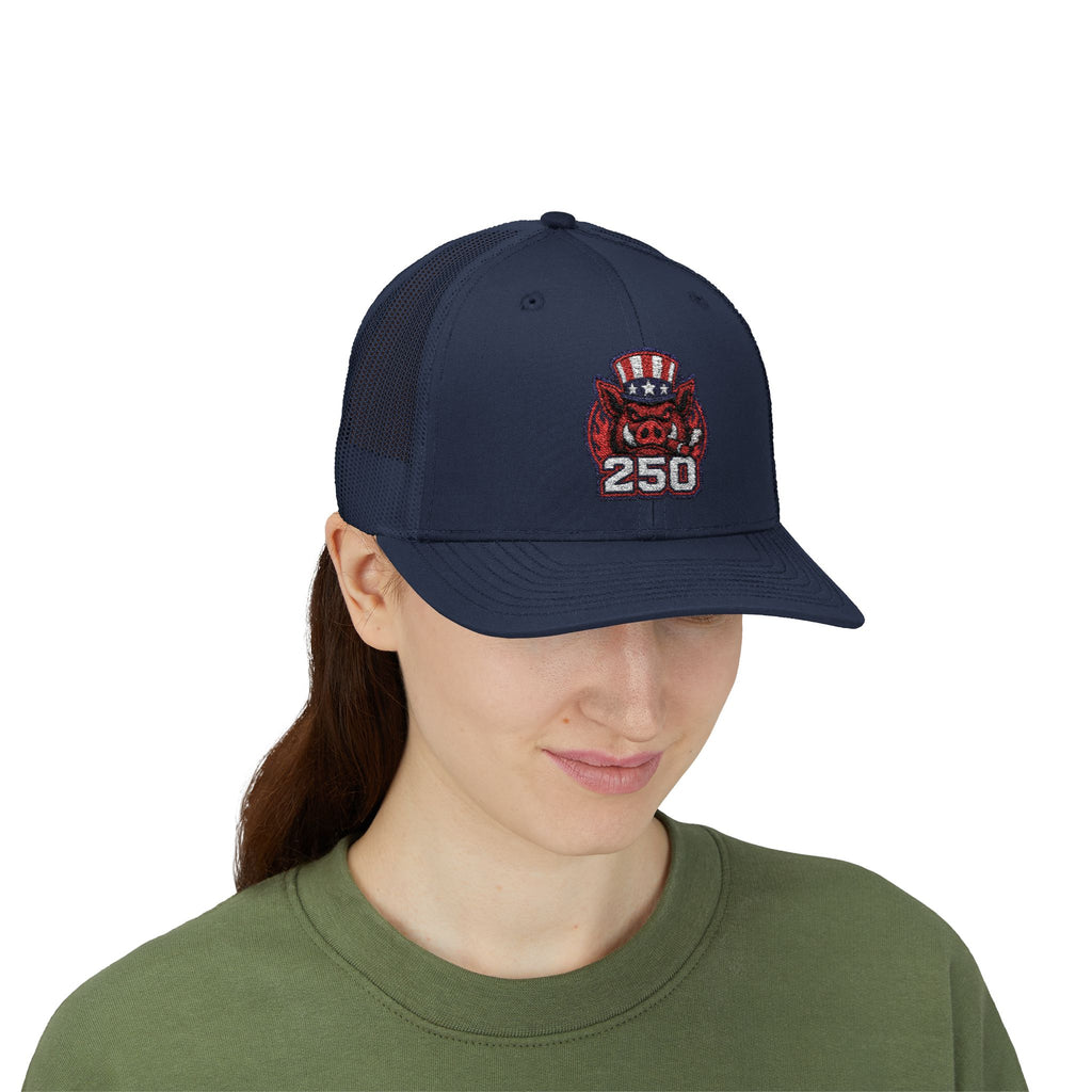 BBQ Test Pit 250 Years of Freedom trucker hat mockup