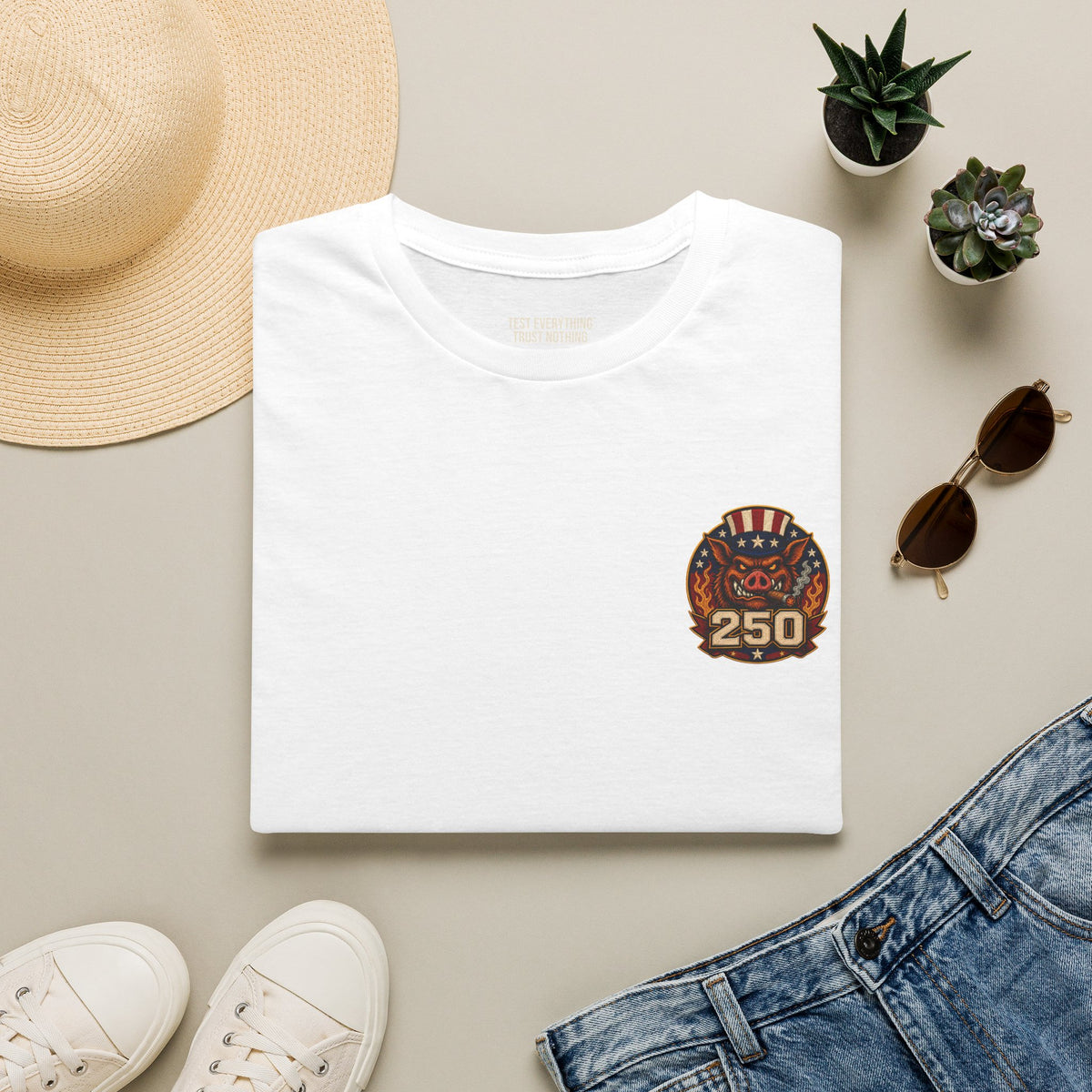 BBQ Test Pit 250 Years of Freedom tee mockup