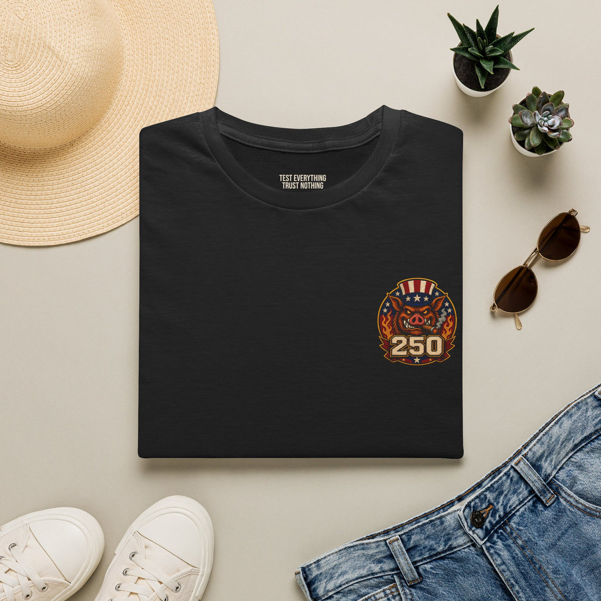 BBQ Test Pit 250 Years of Freedom tee mockup