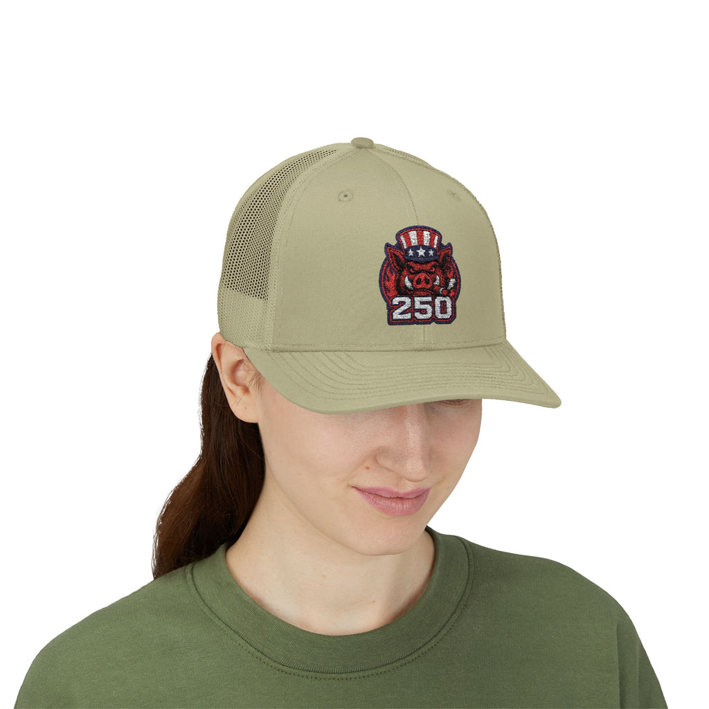 BBQ Test Pit 250 Years of Freedom trucker hat mockup