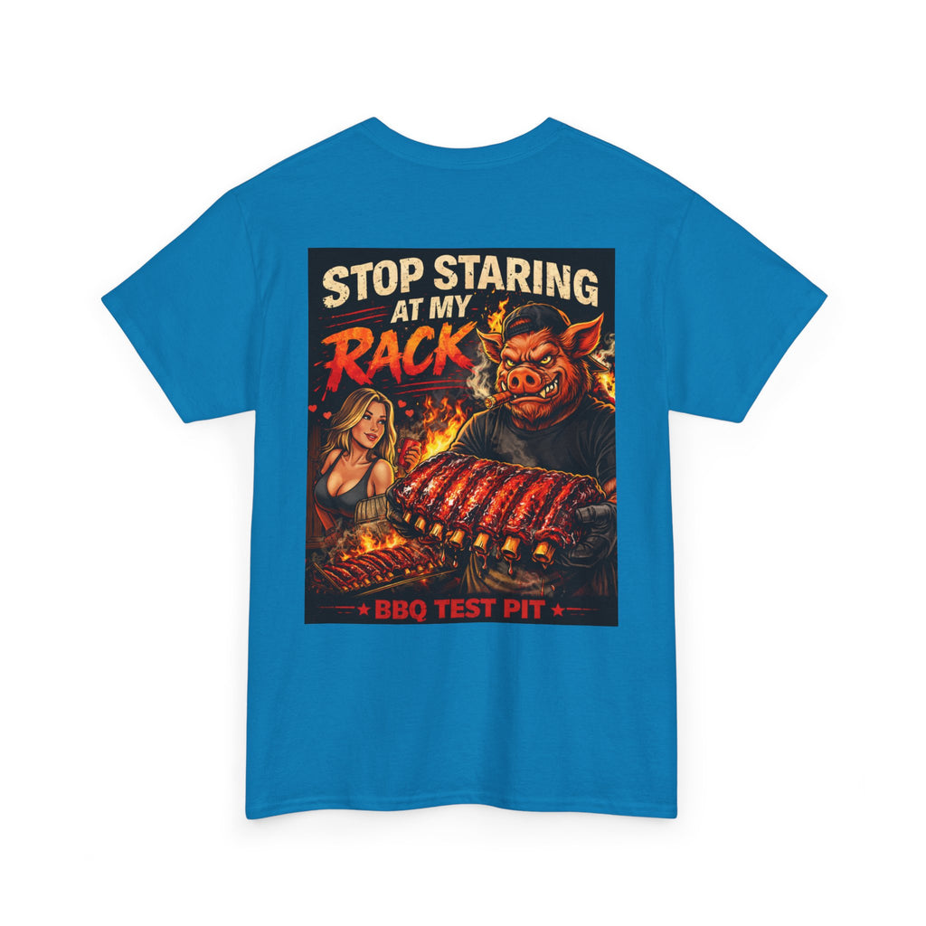 BBQ Test Pit Stop Staring At My Rack tee mockup