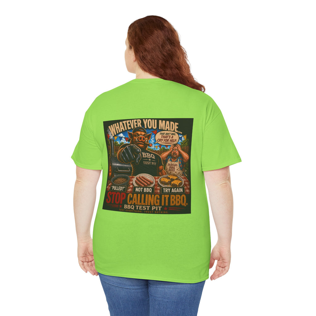 BBQ Test Pit Stop Calling It BBQ heavy tee mockup