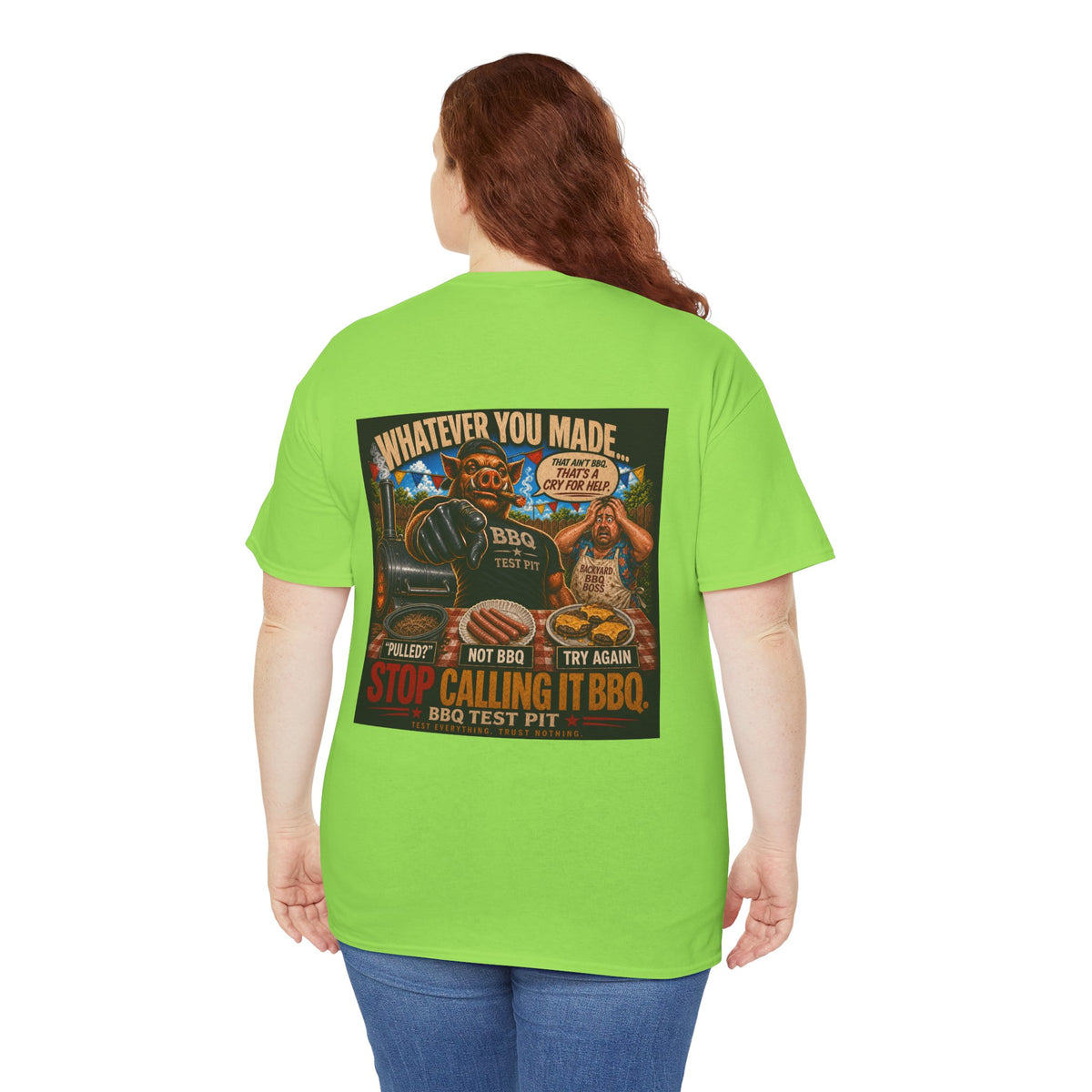 BBQ Test Pit Stop Calling It BBQ heavy tee mockup