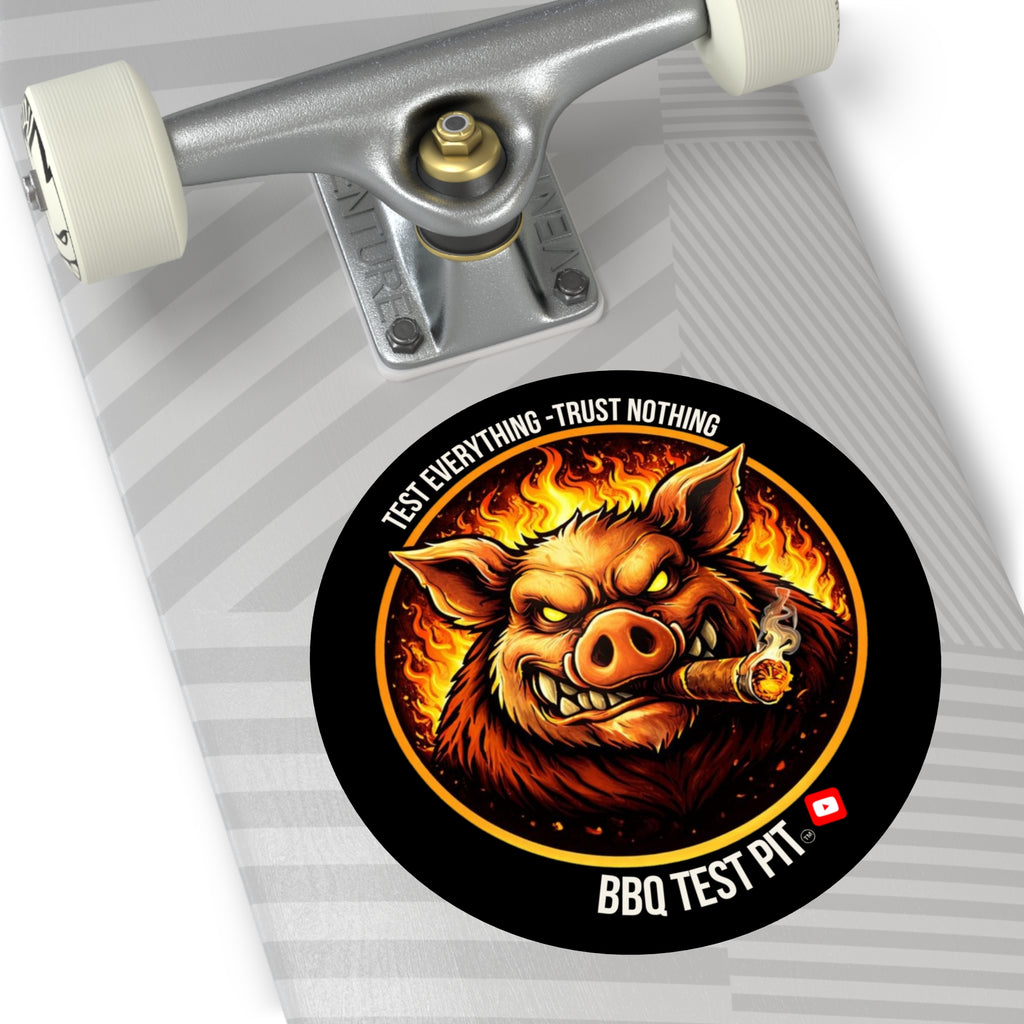 BBQ Test Pit logo sticker mockup