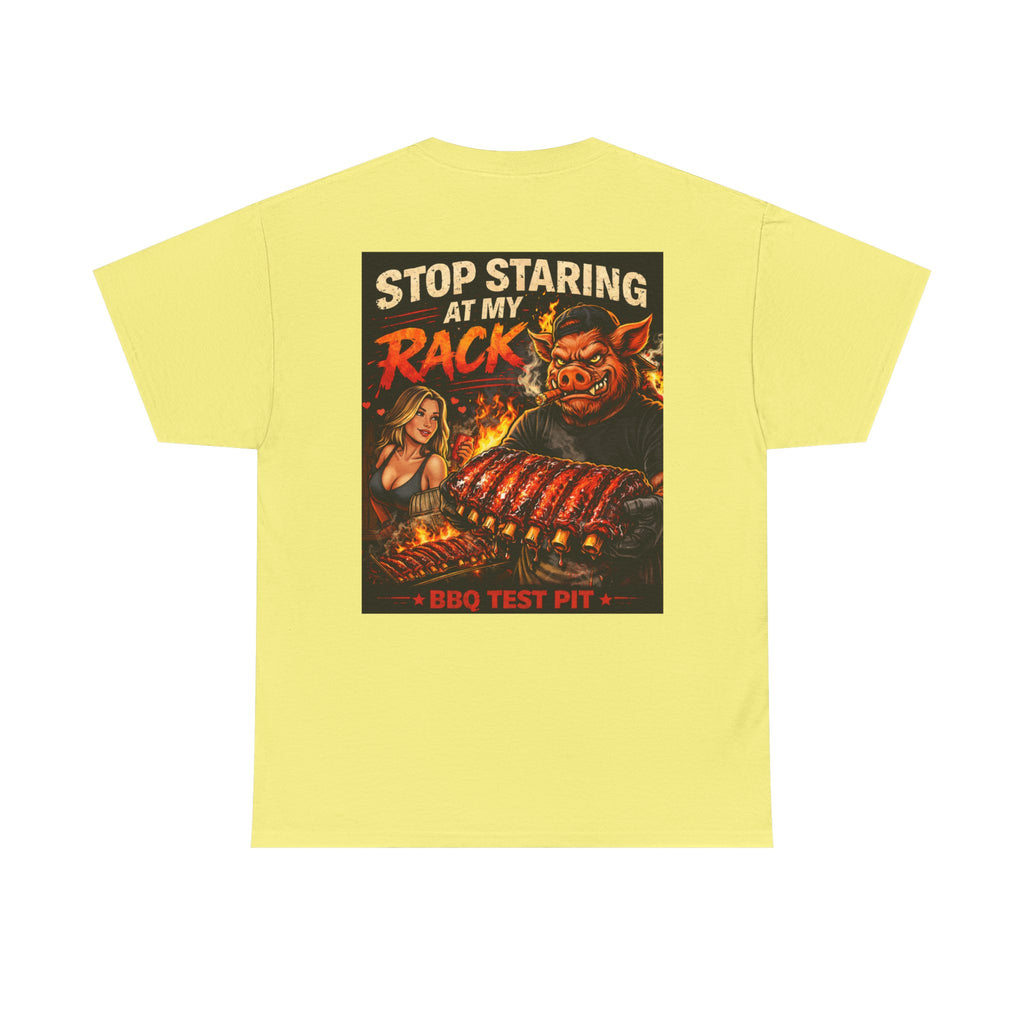 BBQ Test Pit Stop Staring At My Rack tee mockup