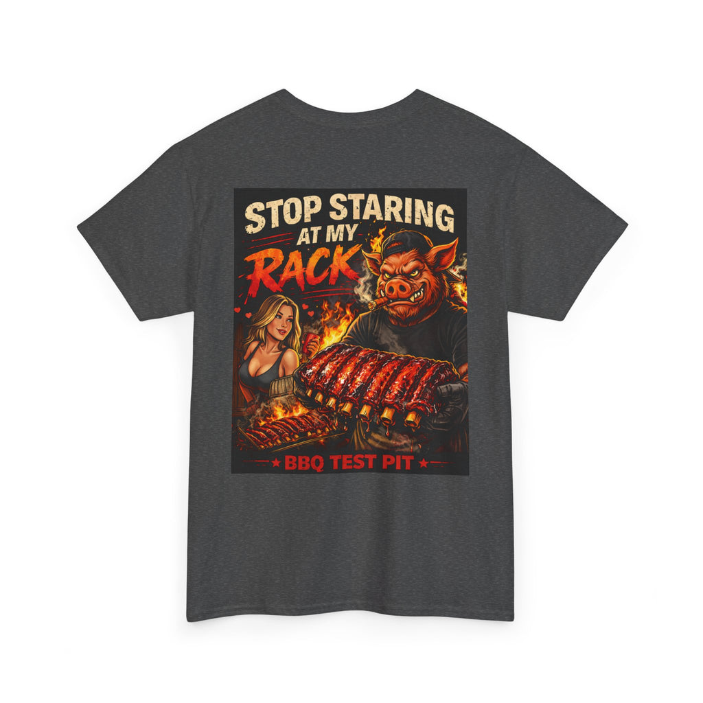 BBQ Test Pit Stop Staring At My Rack tee mockup