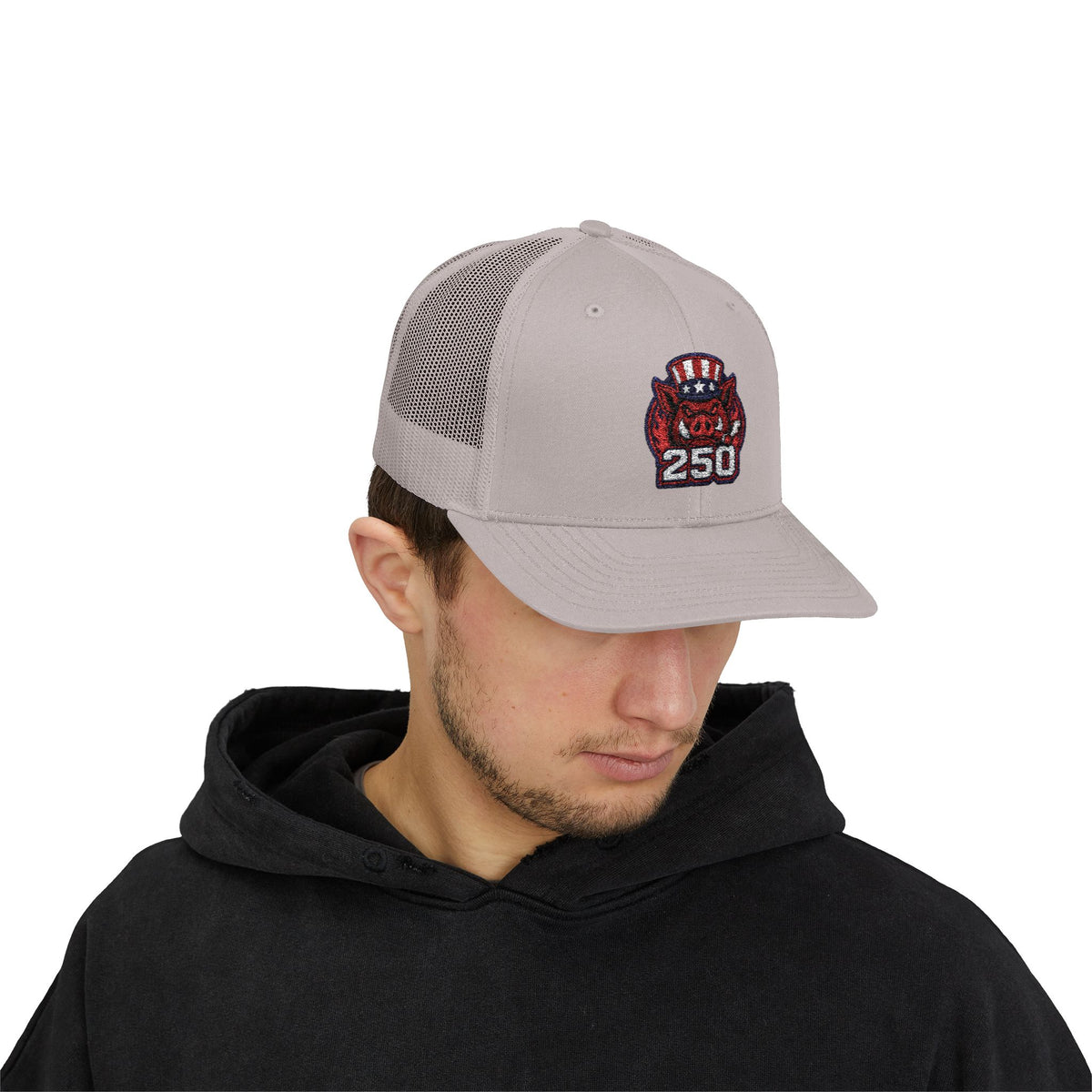 BBQ Test Pit 250 Years of Freedom trucker hat mockup