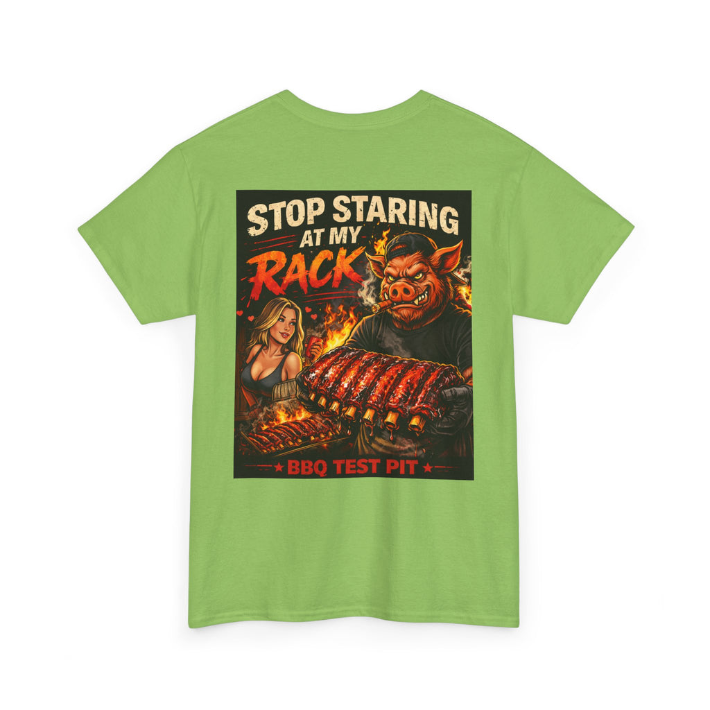 BBQ Test Pit Stop Staring At My Rack tee mockup