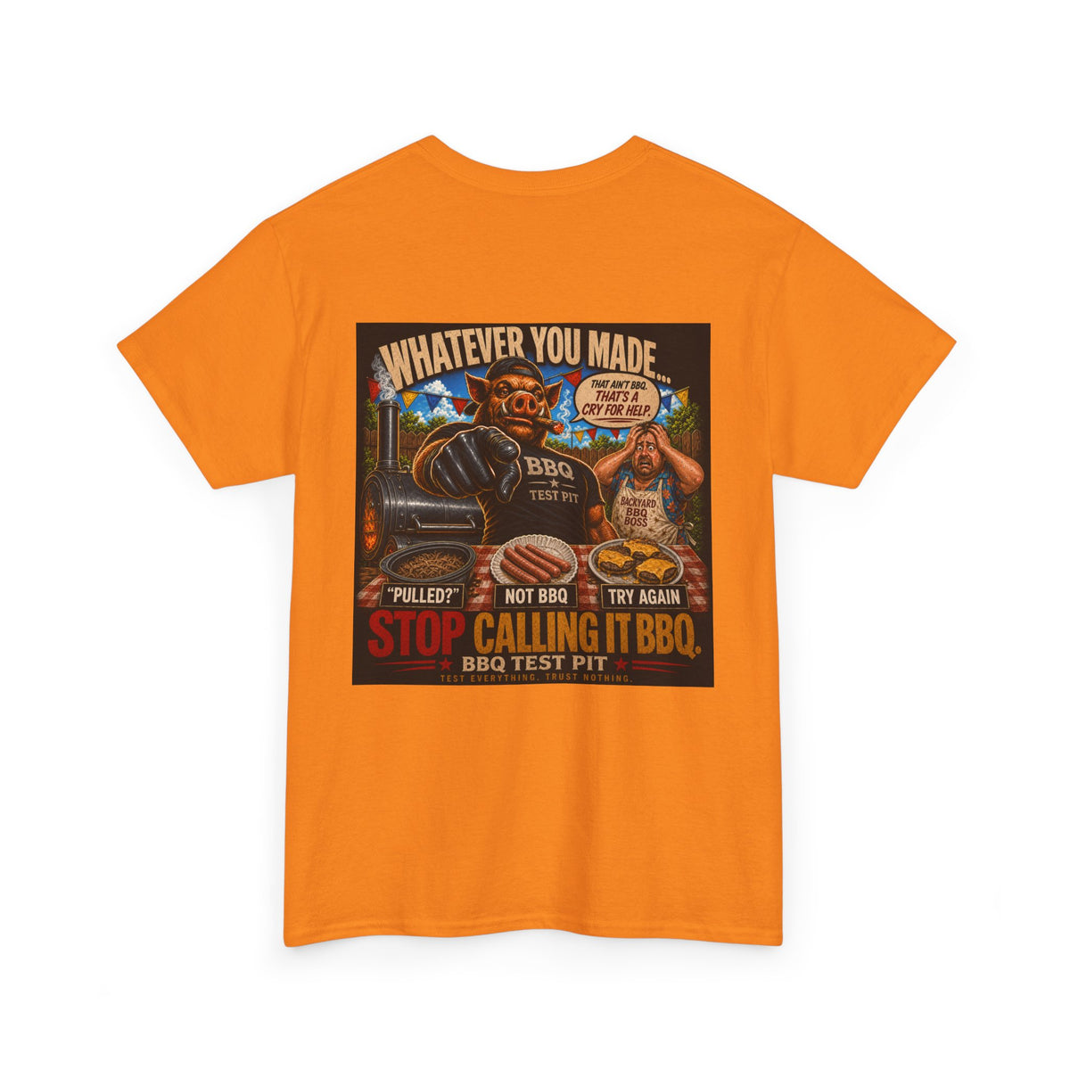 BBQ Test Pit Stop Calling It BBQ heavy tee mockup