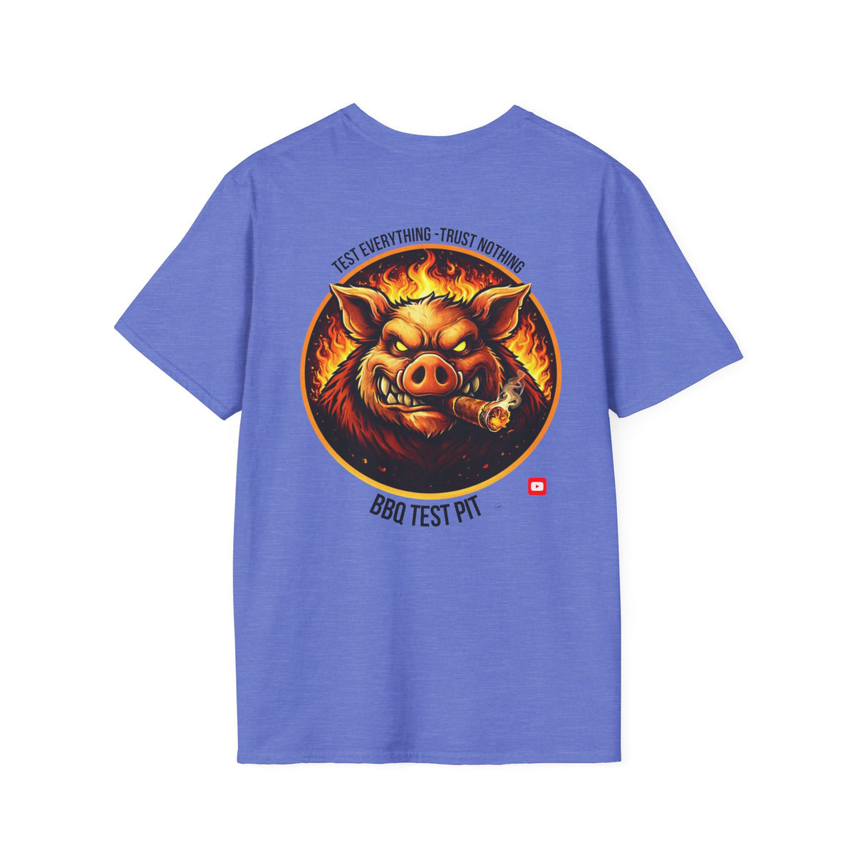 BBQ Test Pit logo soft tee mockup