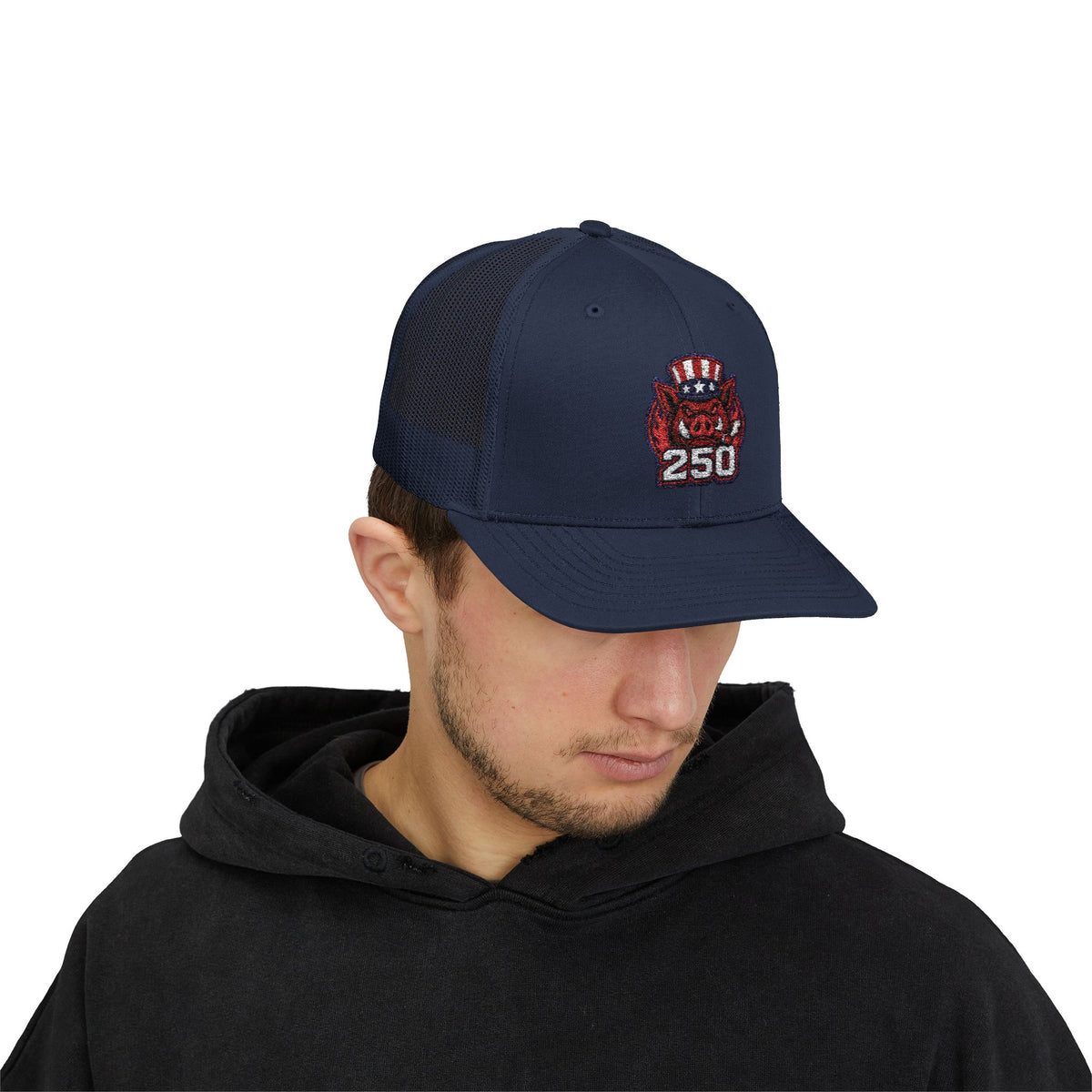 BBQ Test Pit 250 Years of Freedom trucker hat mockup