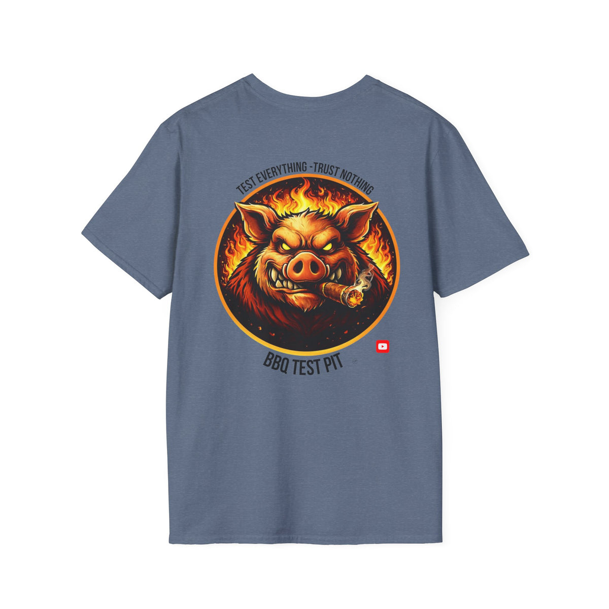 BBQ Test Pit logo soft tee mockup