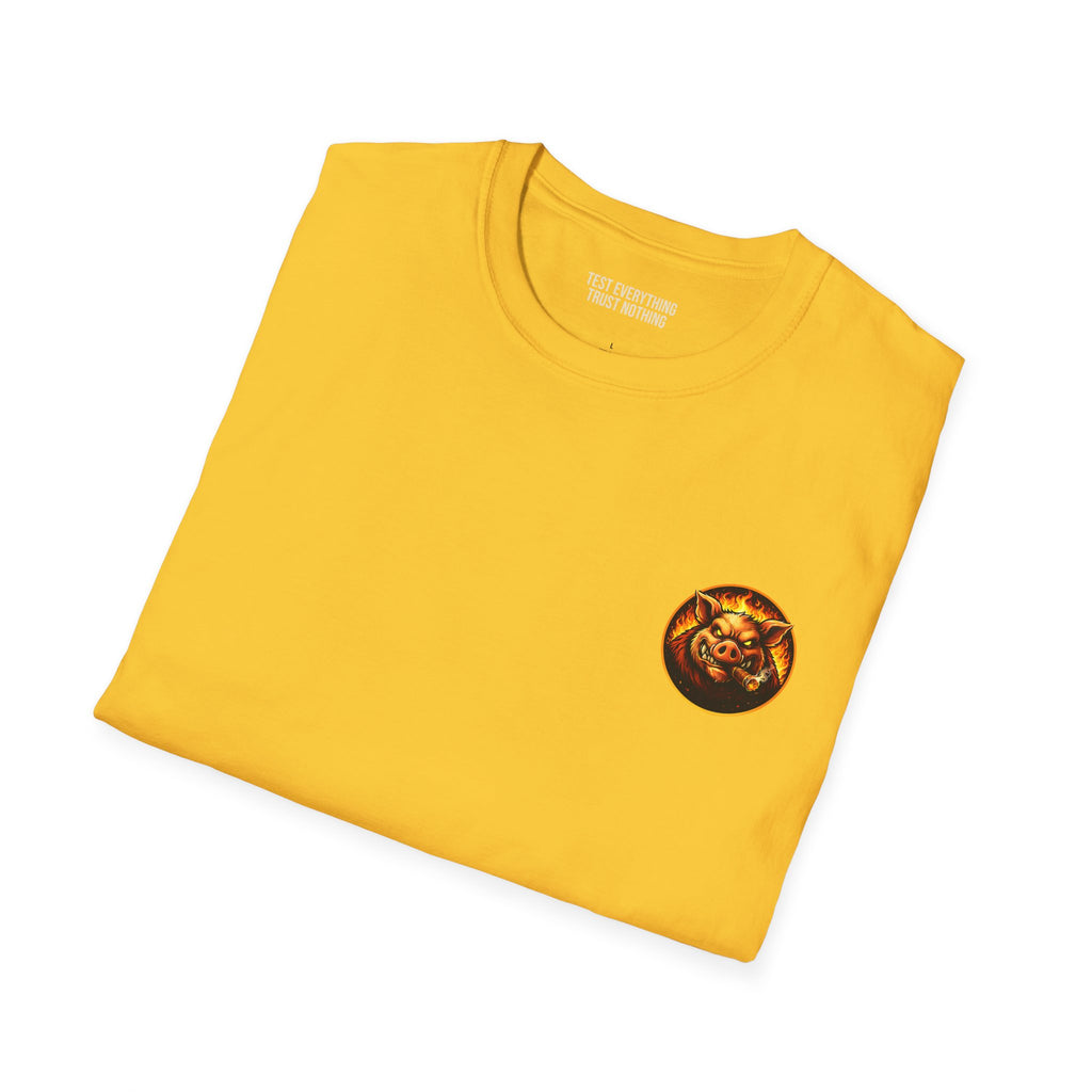 BBQ Test Pit logo soft tee mockup