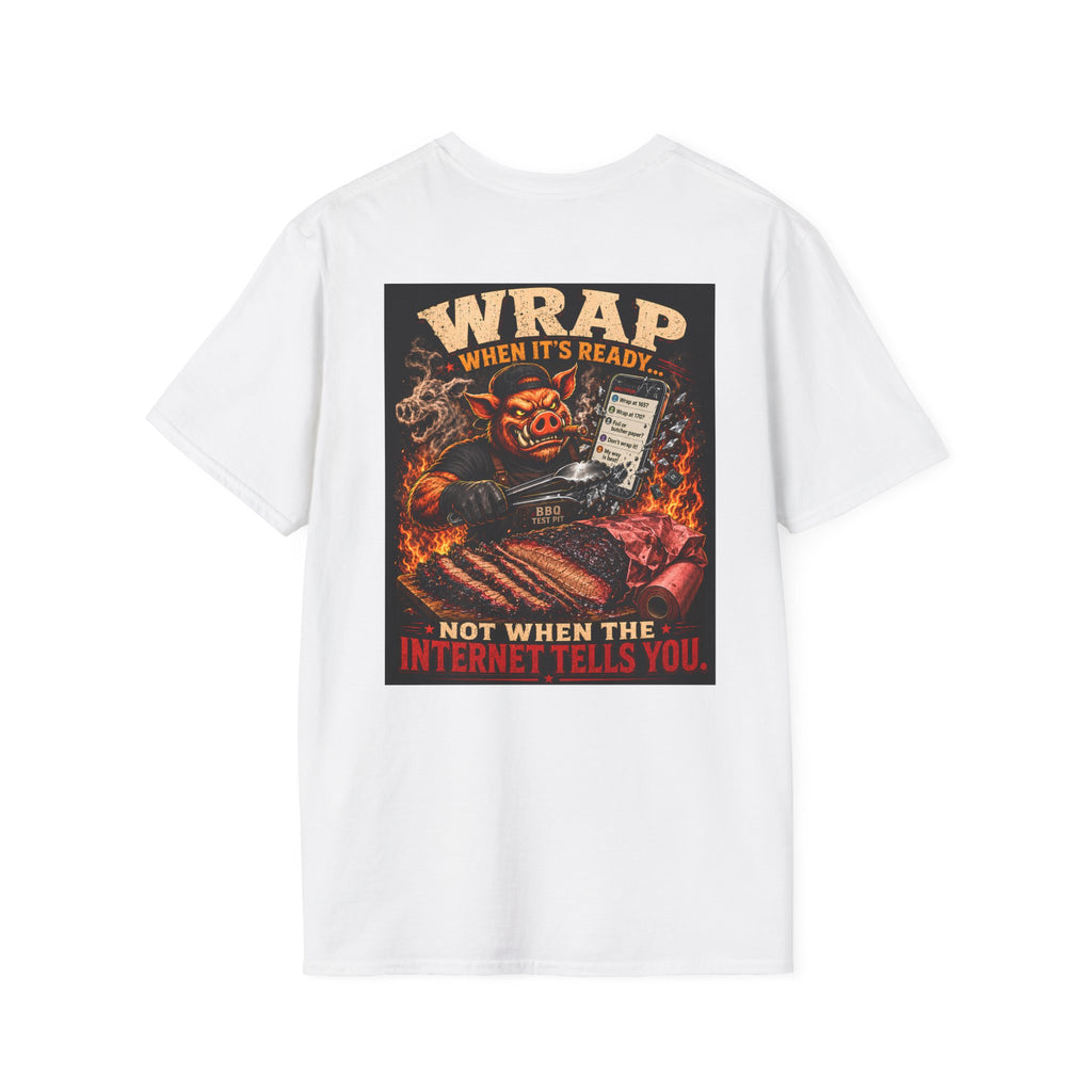 BBQ Test Pit Wrap When It's Ready tee mockup