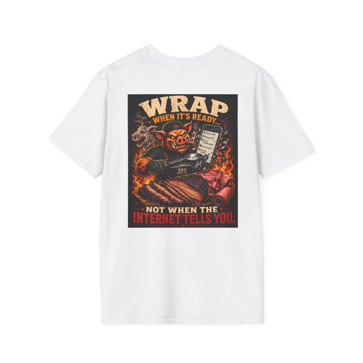 BBQ Test Pit Wrap When It's Ready tee mockup