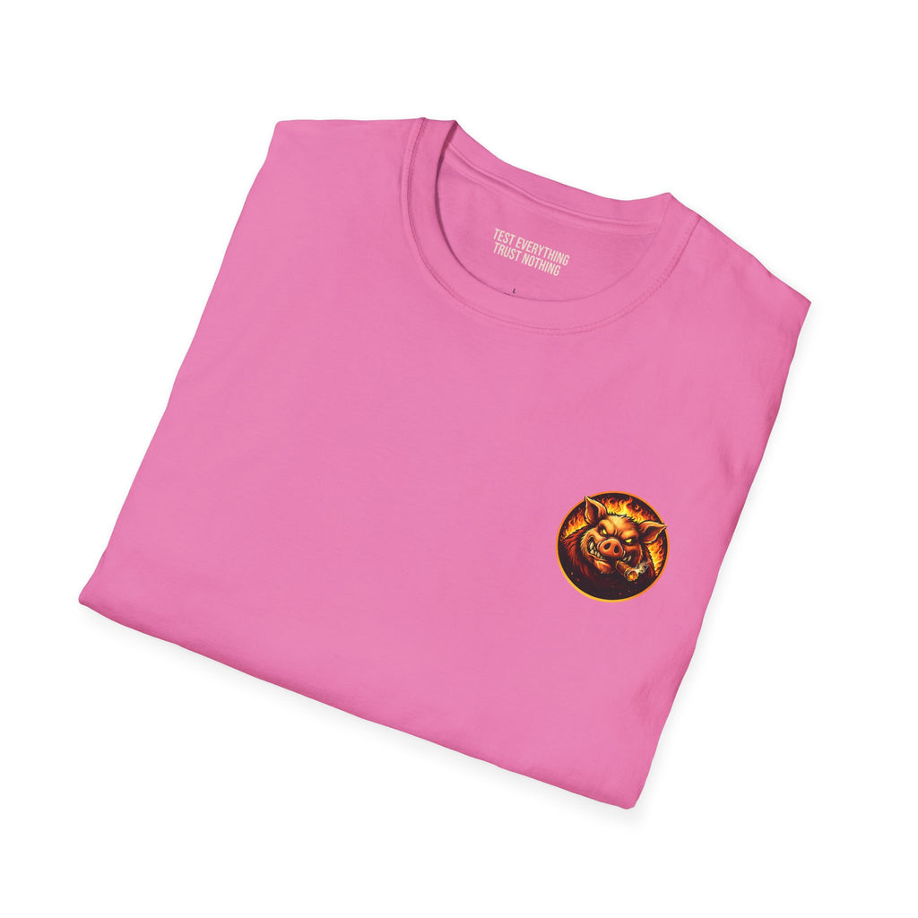 BBQ Test Pit logo soft tee mockup
