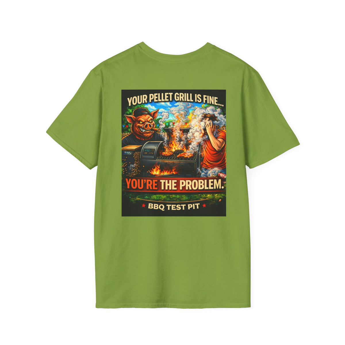 BBQ Test Pit Your Pellet Grill Is Fine soft tee mockup