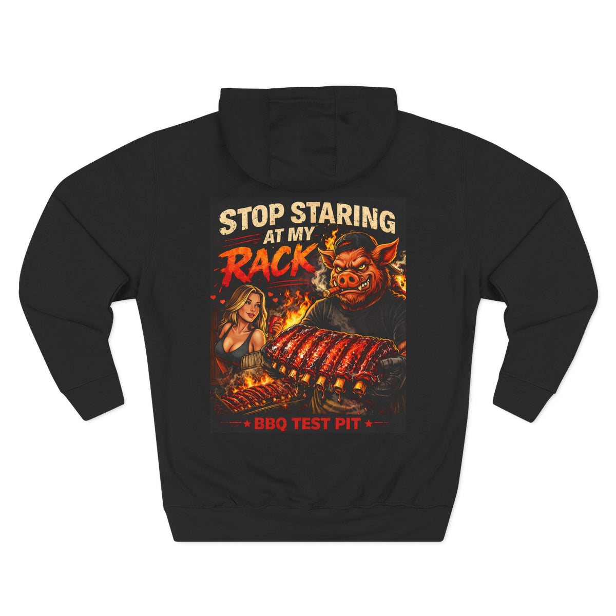 BBQ Test Pit Stop Staring At My Rack hoodie mockup