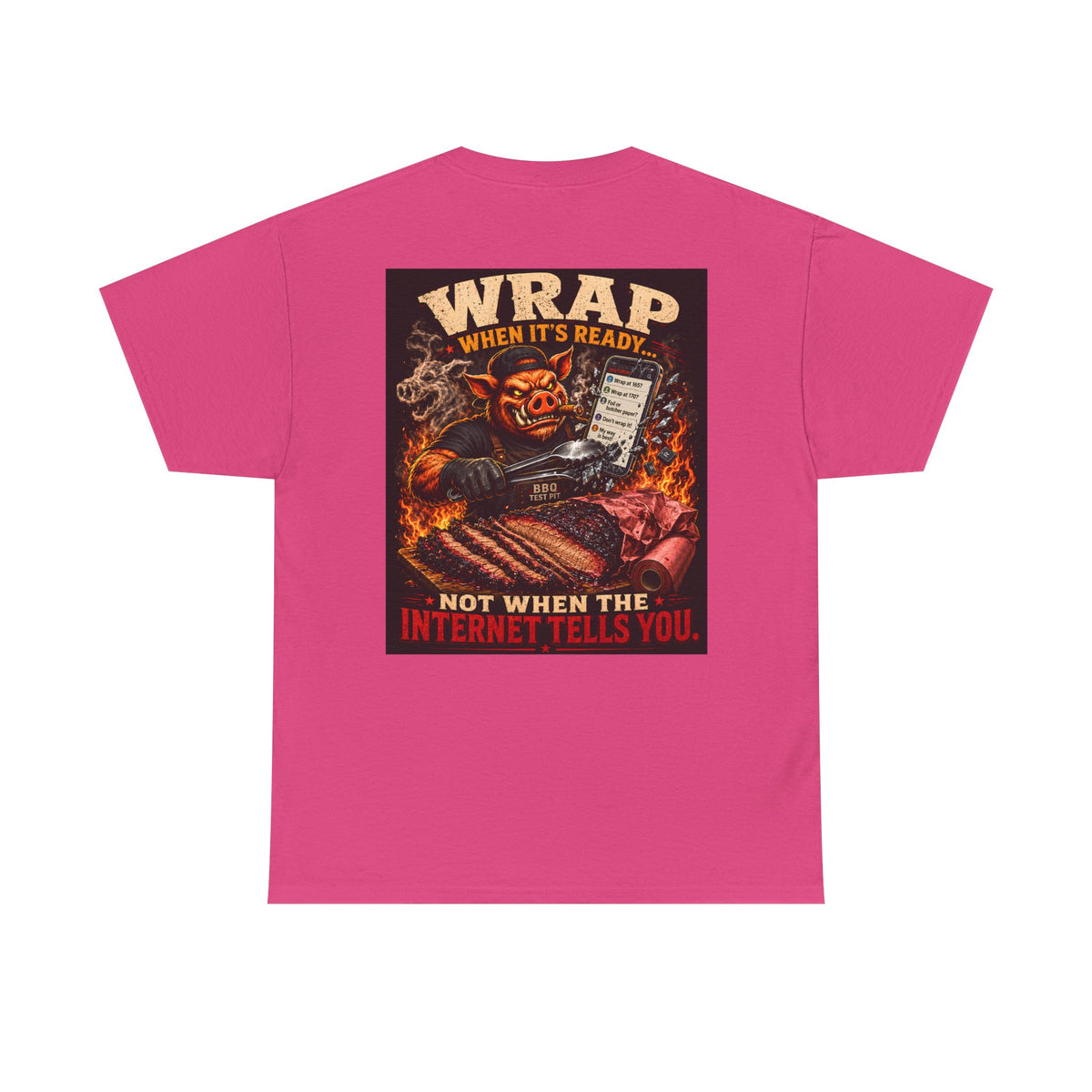 BBQ Test Pit Wrap When It's Ready soft tee mockup