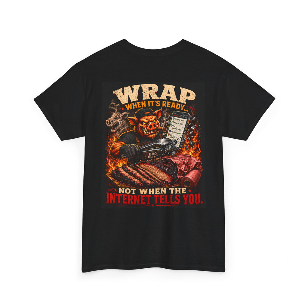 BBQ Test Pit Wrap When It's Ready soft tee mockup