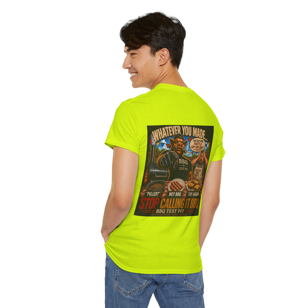 BBQ Test Pit Stop Calling It BBQ heavy tee mockup