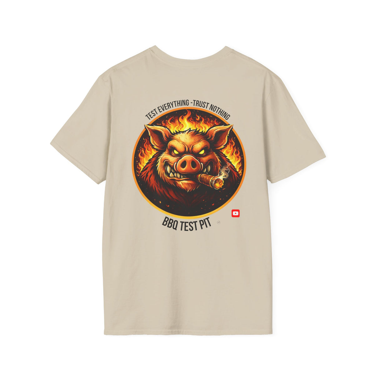 BBQ Test Pit logo soft tee mockup