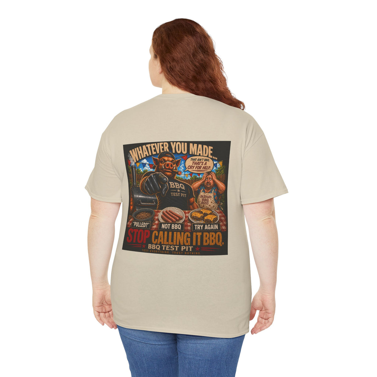 BBQ Test Pit Stop Calling It BBQ heavy tee mockup
