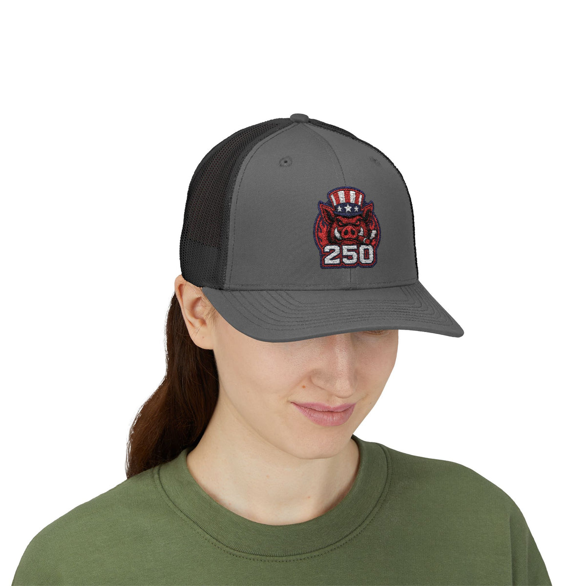 BBQ Test Pit 250 Years of Freedom trucker hat mockup
