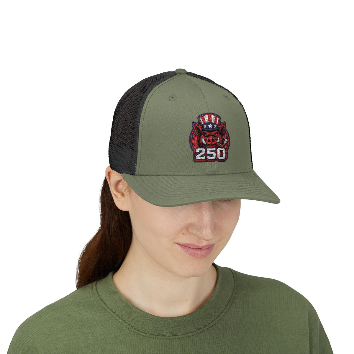 BBQ Test Pit 250 Years of Freedom trucker hat mockup