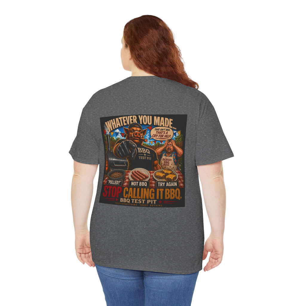 BBQ Test Pit Stop Calling It BBQ heavy tee mockup