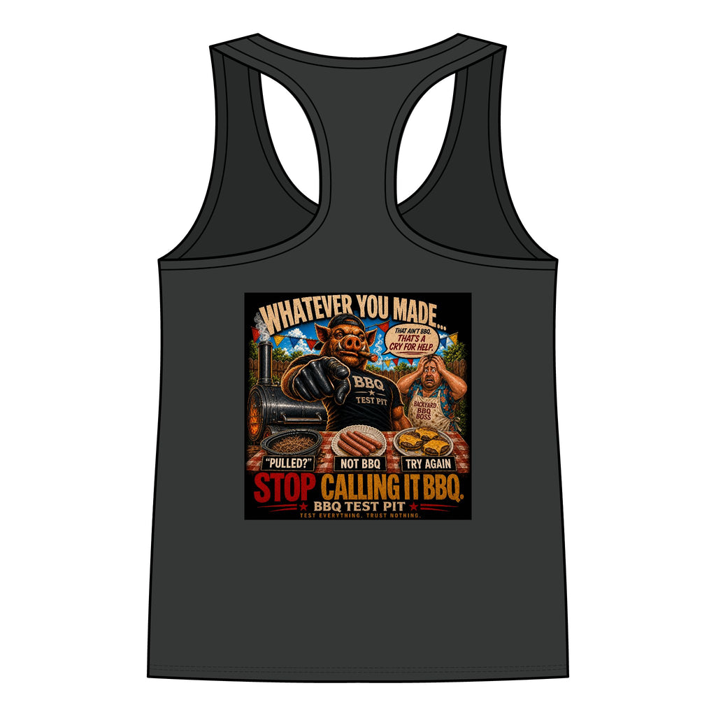 BBQ Test Pit Stop Calling It BBQ women's tank mockup