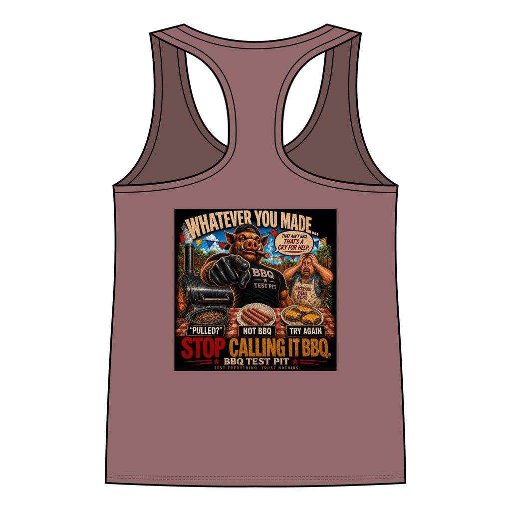 BBQ Test Pit Stop Calling It BBQ women's tank mockup