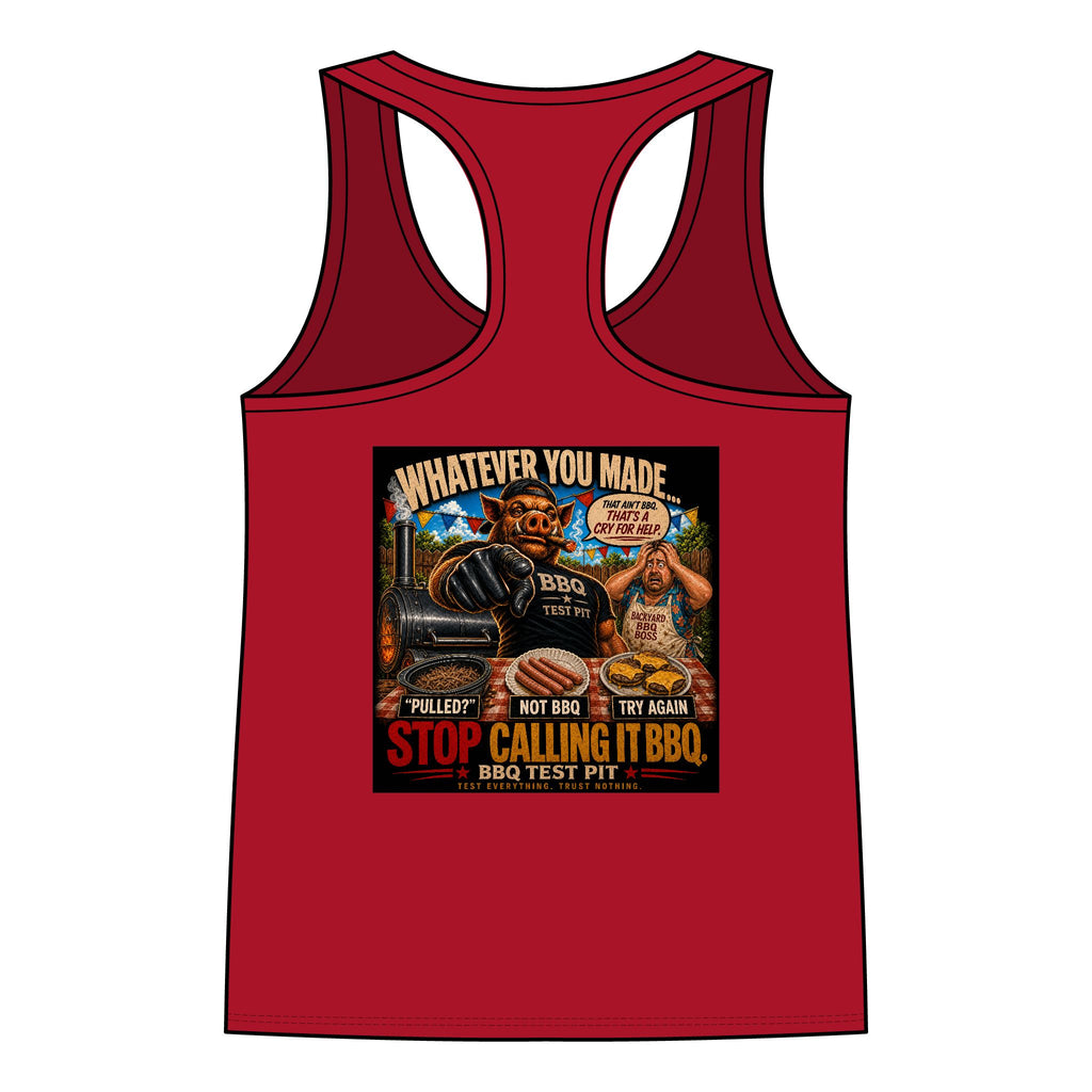 BBQ Test Pit Stop Calling It BBQ women's tank mockup