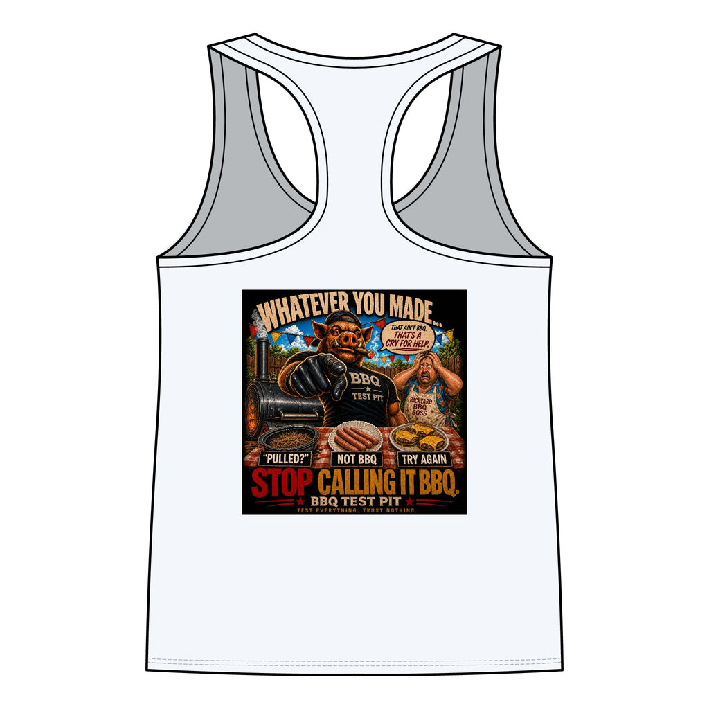BBQ Test Pit Stop Calling It BBQ women's tank mockup