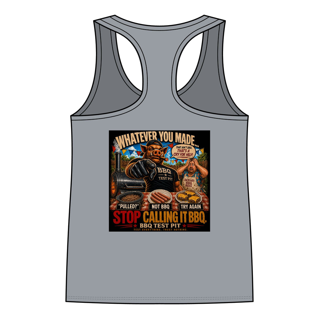 BBQ Test Pit Stop Calling It BBQ women's tank mockup