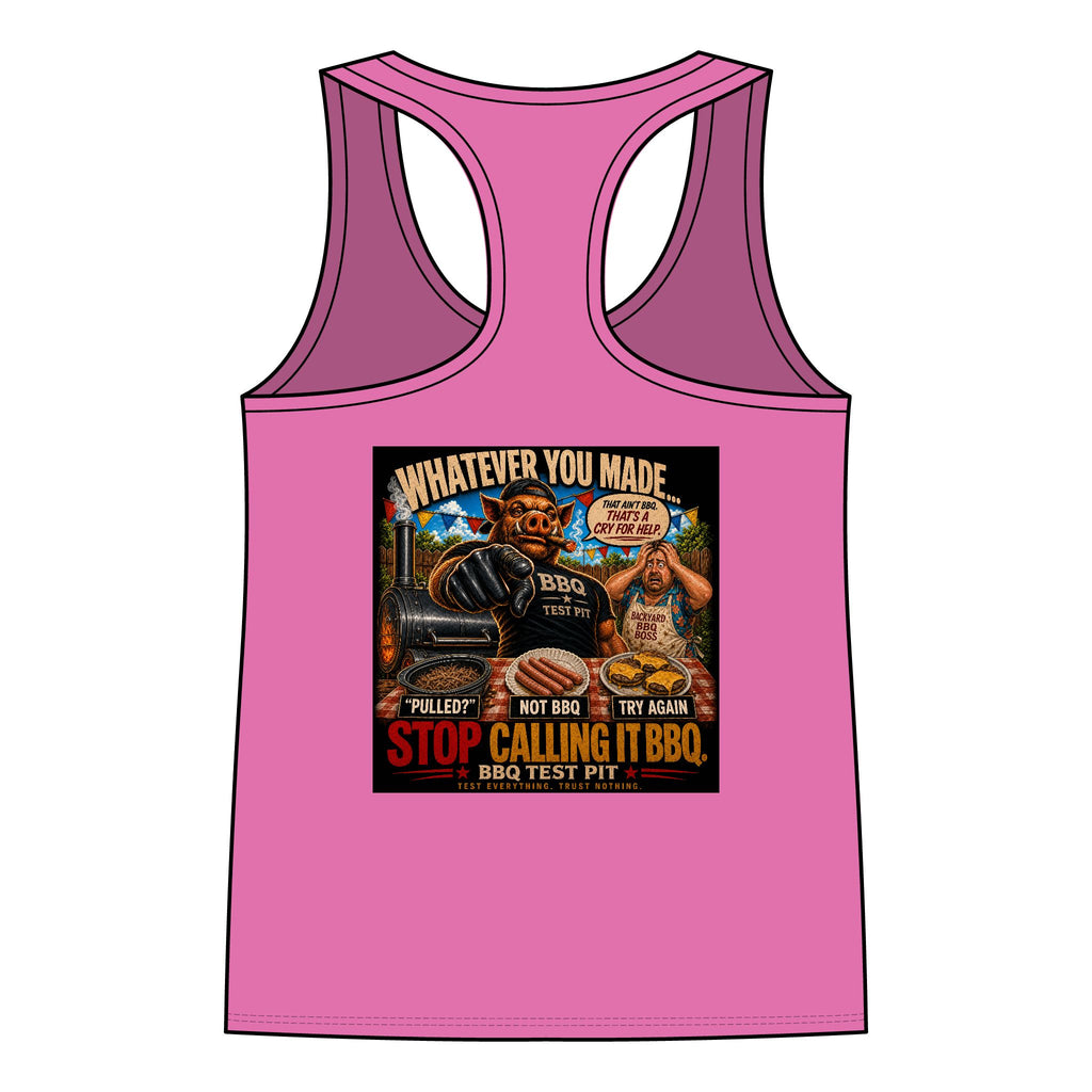 BBQ Test Pit Stop Calling It BBQ women's tank mockup