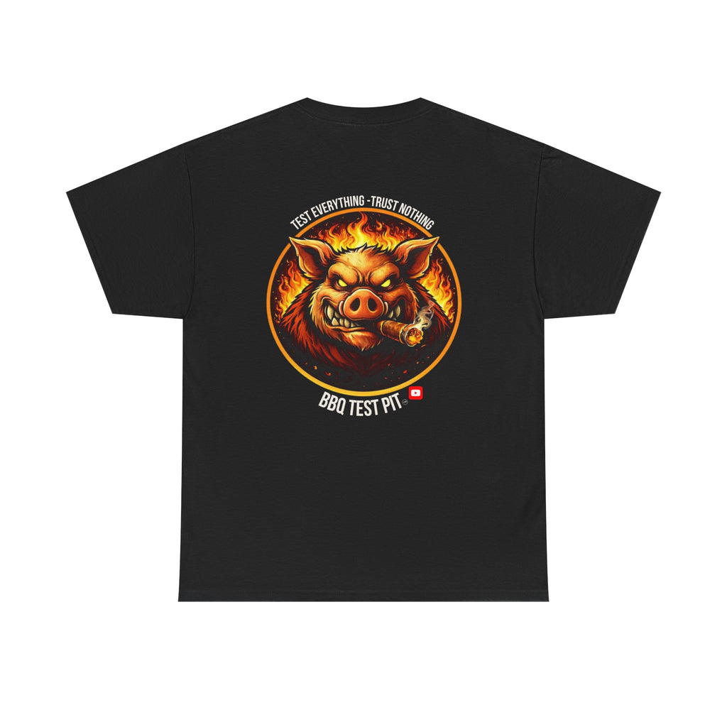 BBQ Test Pit logo tee mockup